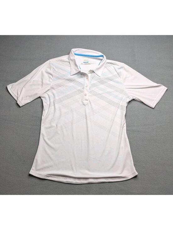 Tops - AUR Polo Shirt Womens M White Plaid Short Sleeve Golf Athletic Activewear Top